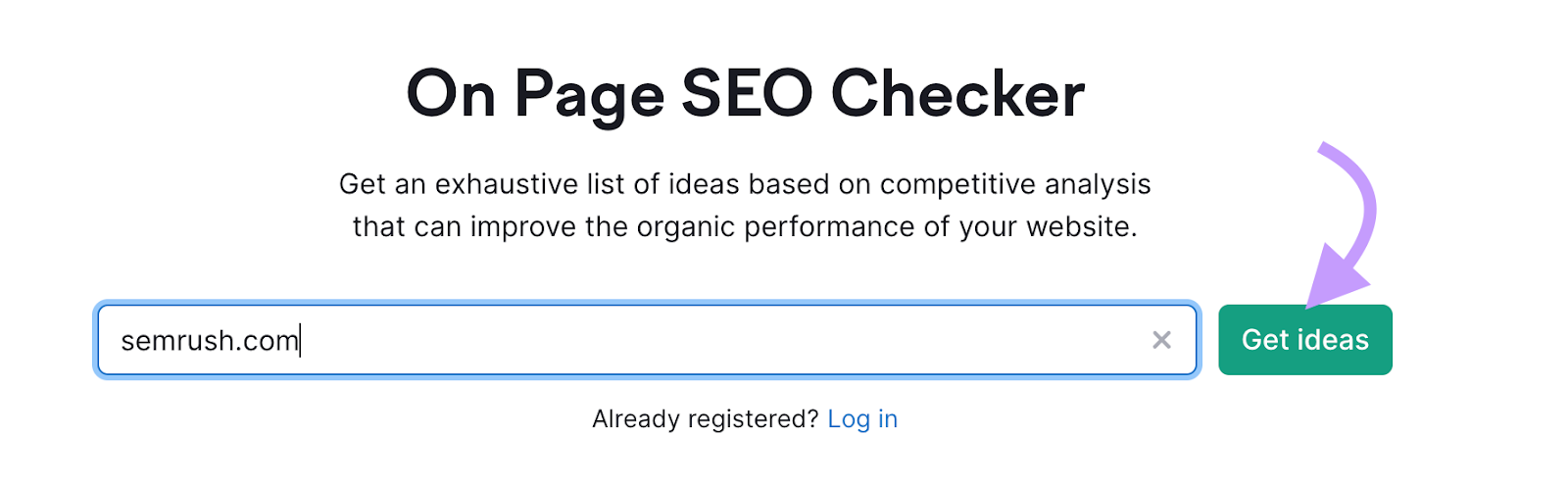 "www.sr03.amztoolservice.com" domain entered into the On Page SEO Checker search bar