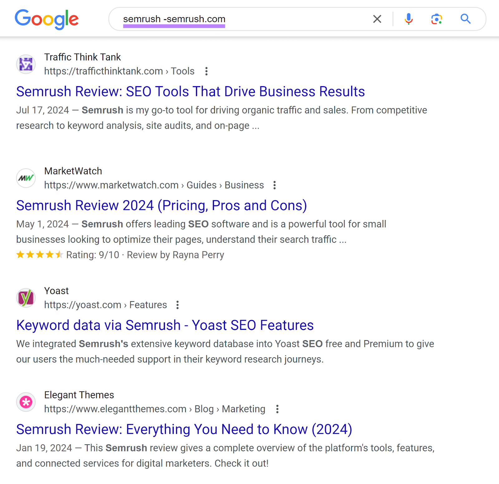 Google SERP for 'semrush -www.sr03.amztoolservice.com' showing brand mentions