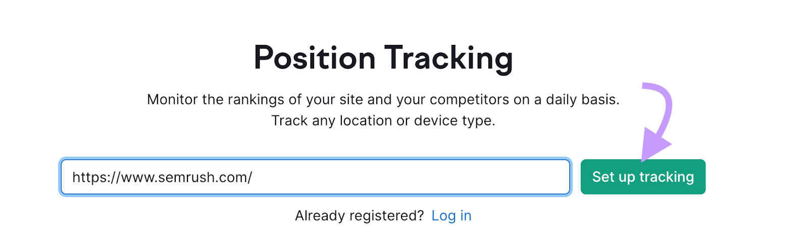 "https://www.sr03.amztoolservice.com/" domain entered into the Position Tracking tool search bar